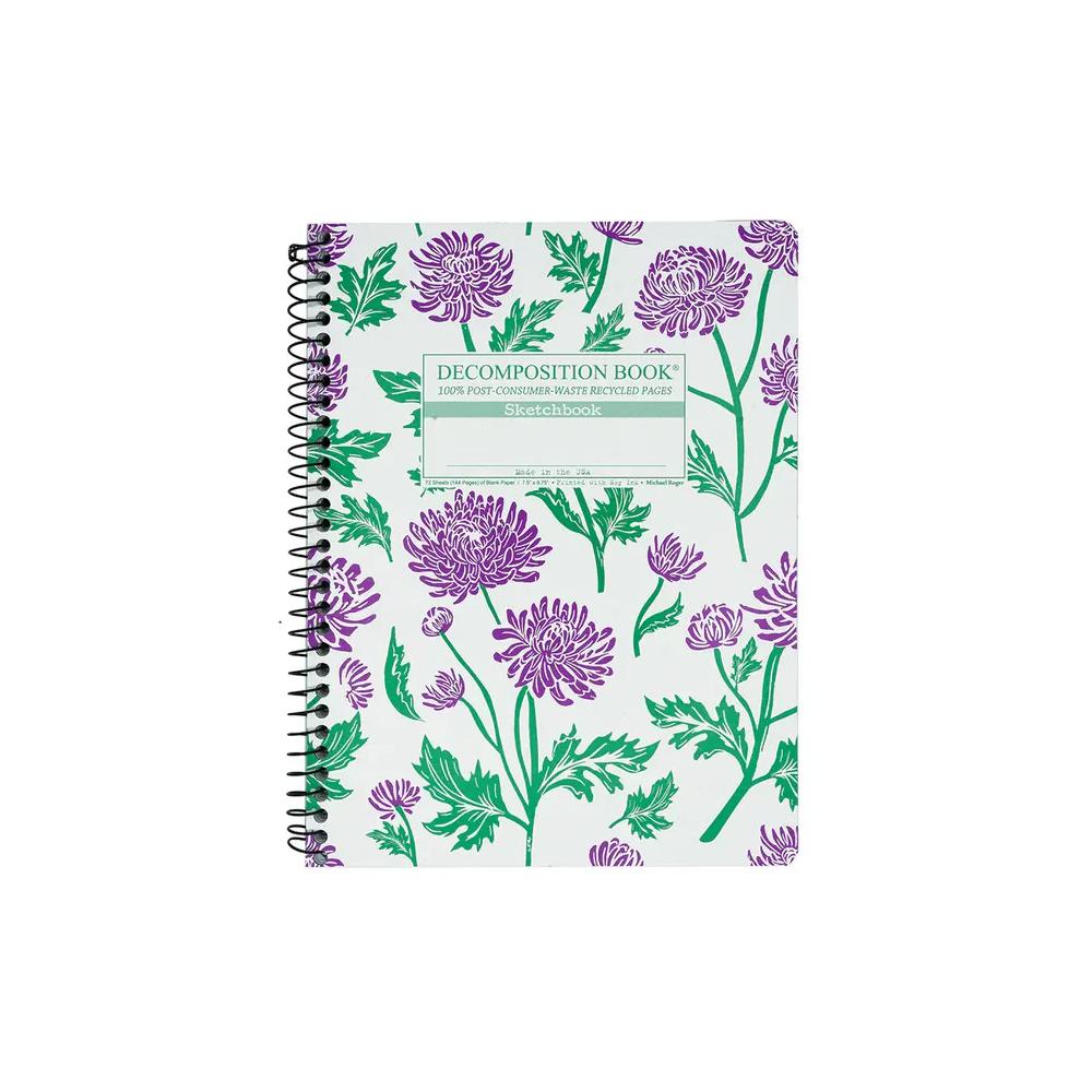 Michael Roger Press, Composition Book, Art & School, 9"x7", Decomp Book, Chrysanthemums, 890032